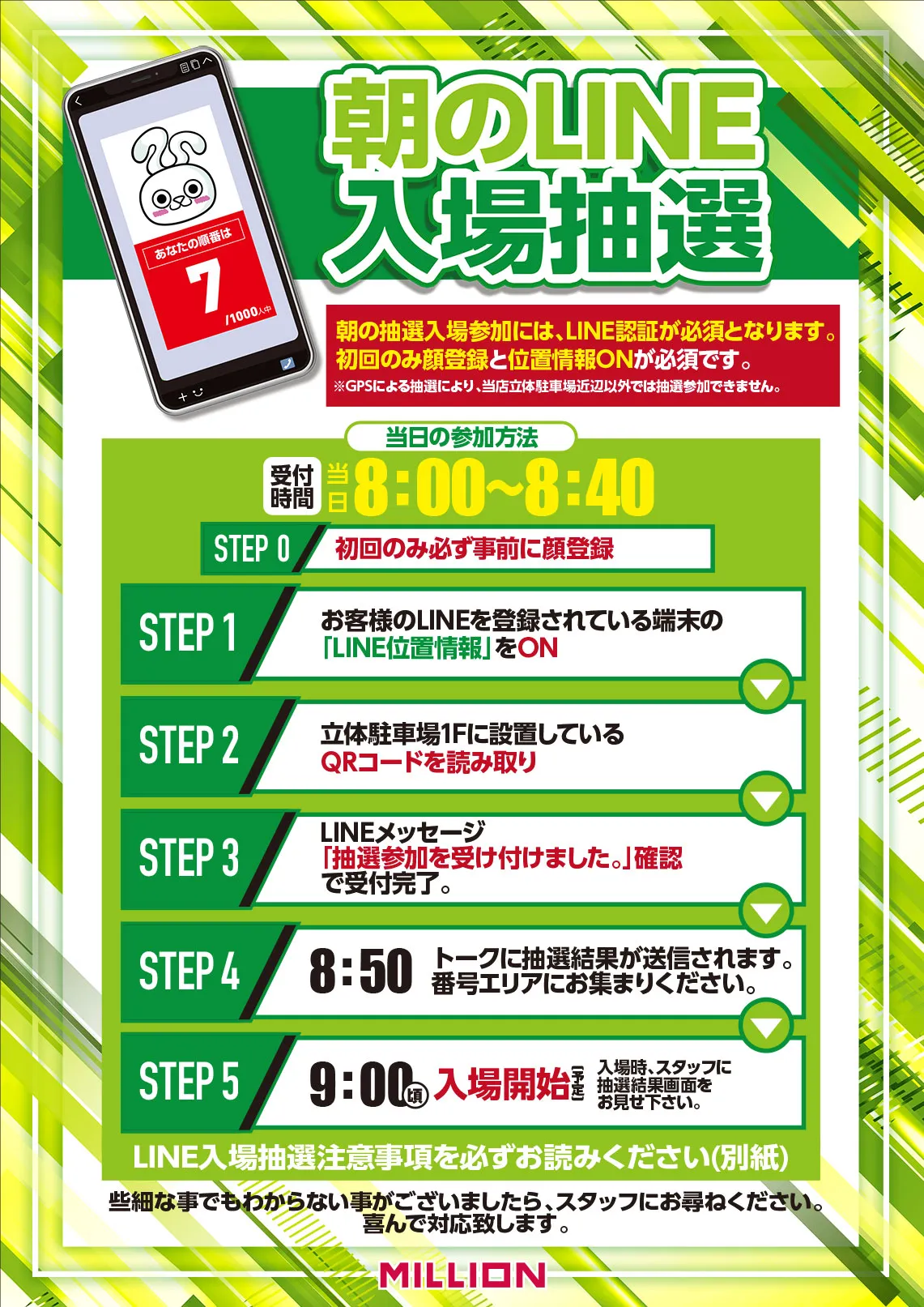 朝のLINE入場抽選